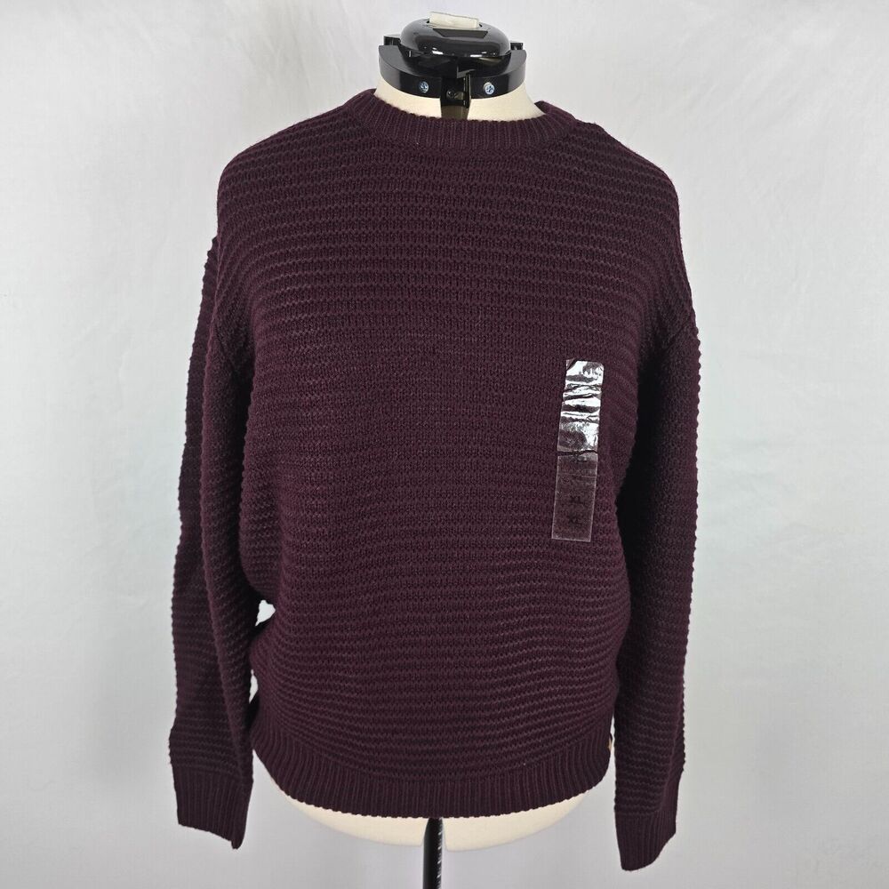Weatherproof Sweater Men's XL Deep Burgundy Knit Crew Neck Long Sleeve NWT